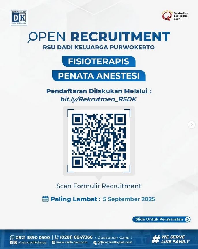 OPEN RECRUITMENT RSU DADI KELUARGA PURWOKERTO